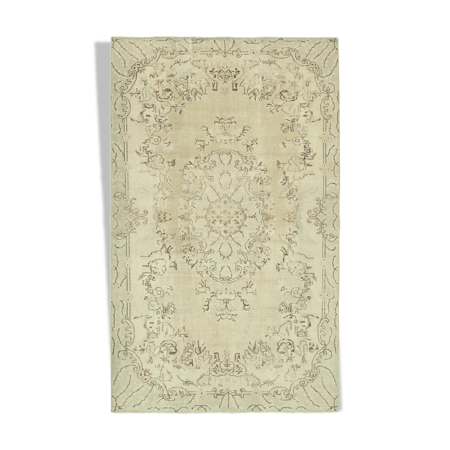 Hand-knotted wool turkish beige rug 183 cm x 295 cm