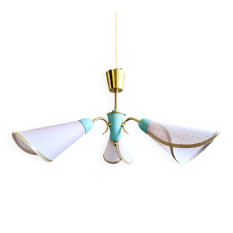 Vintage Sputnik Lamp from the 1950s – 3-Arm Pendant Lamp in Pastel Colors