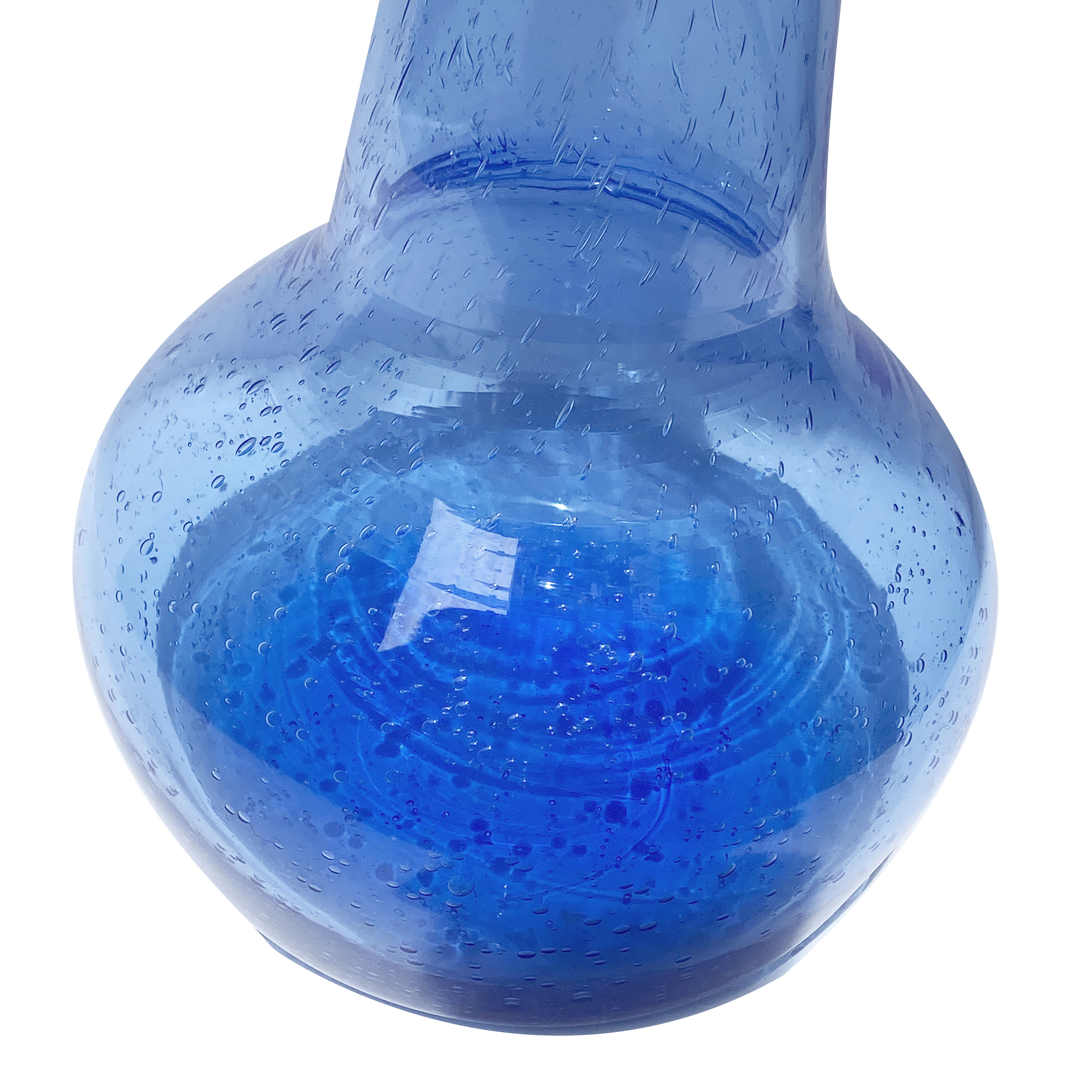 Large blue blown glass vase