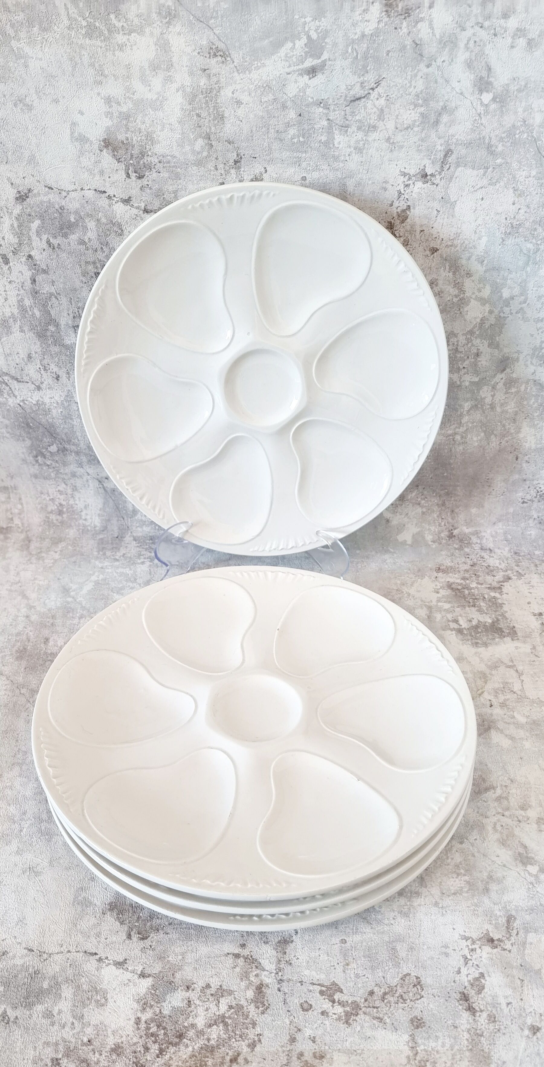 6 french porcelain oyster plates