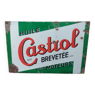 Old Castrol oil enameled plate