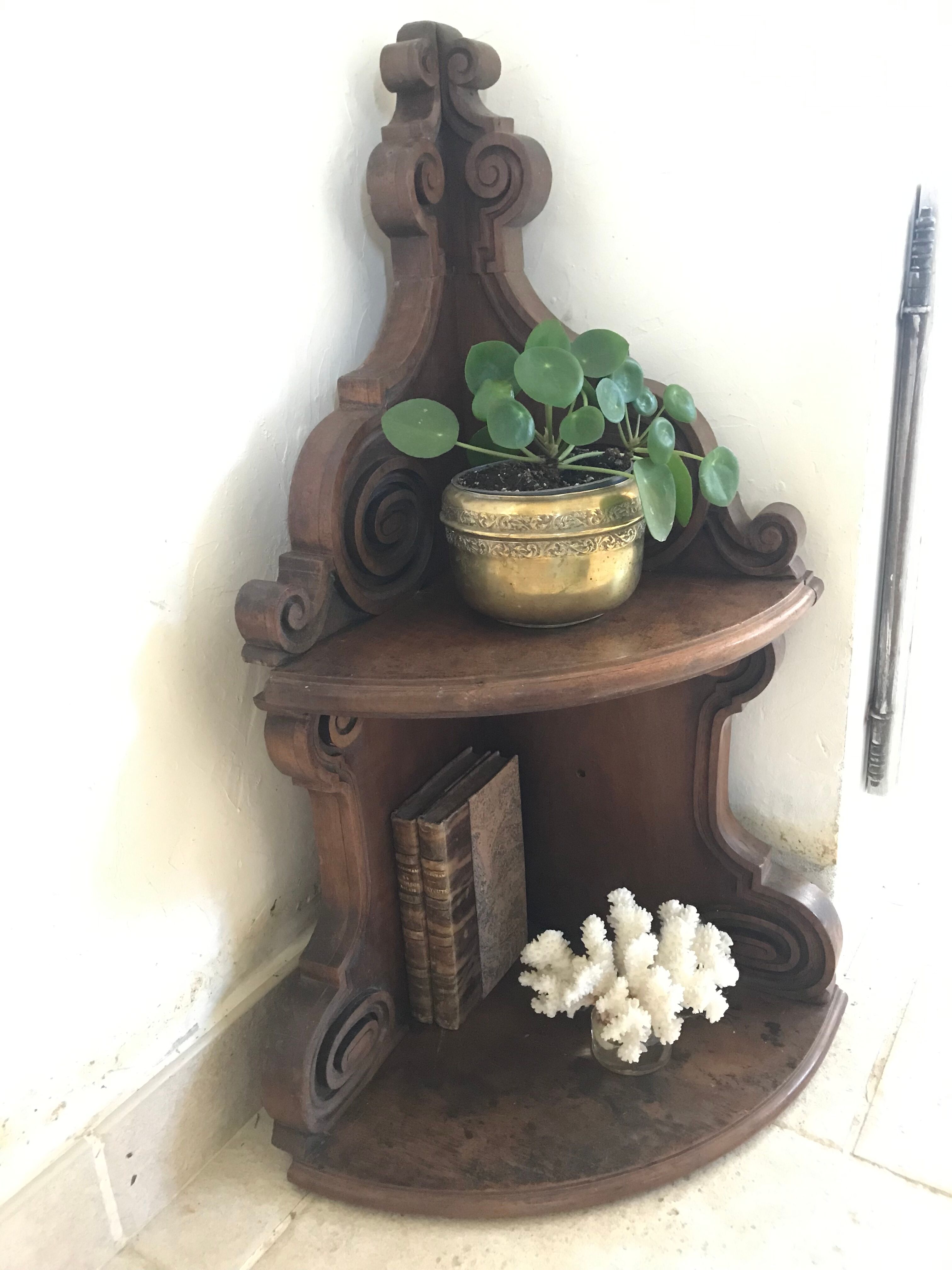 Old carved wooden shelf 75cm