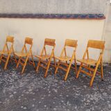 5 vintage wooden folding chairs