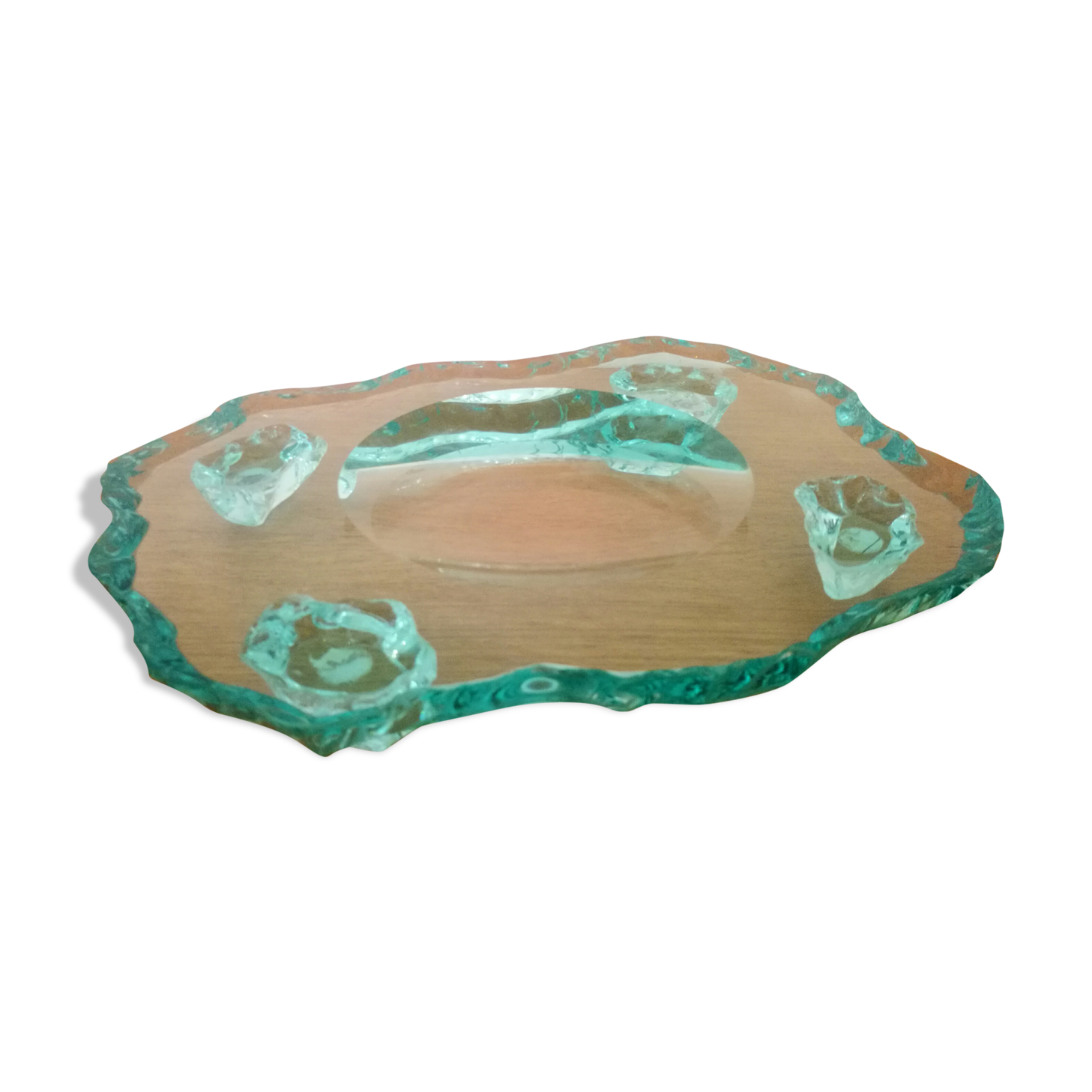 Fontana arte empty  pocket thick glass signed (italy, 1940 - 50)