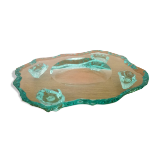 Fontana arte vide poche en verre épais signé (italie, 1940 - 50)