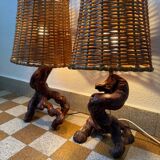 Lampes cep de vigne et rotin années 60 (X2)