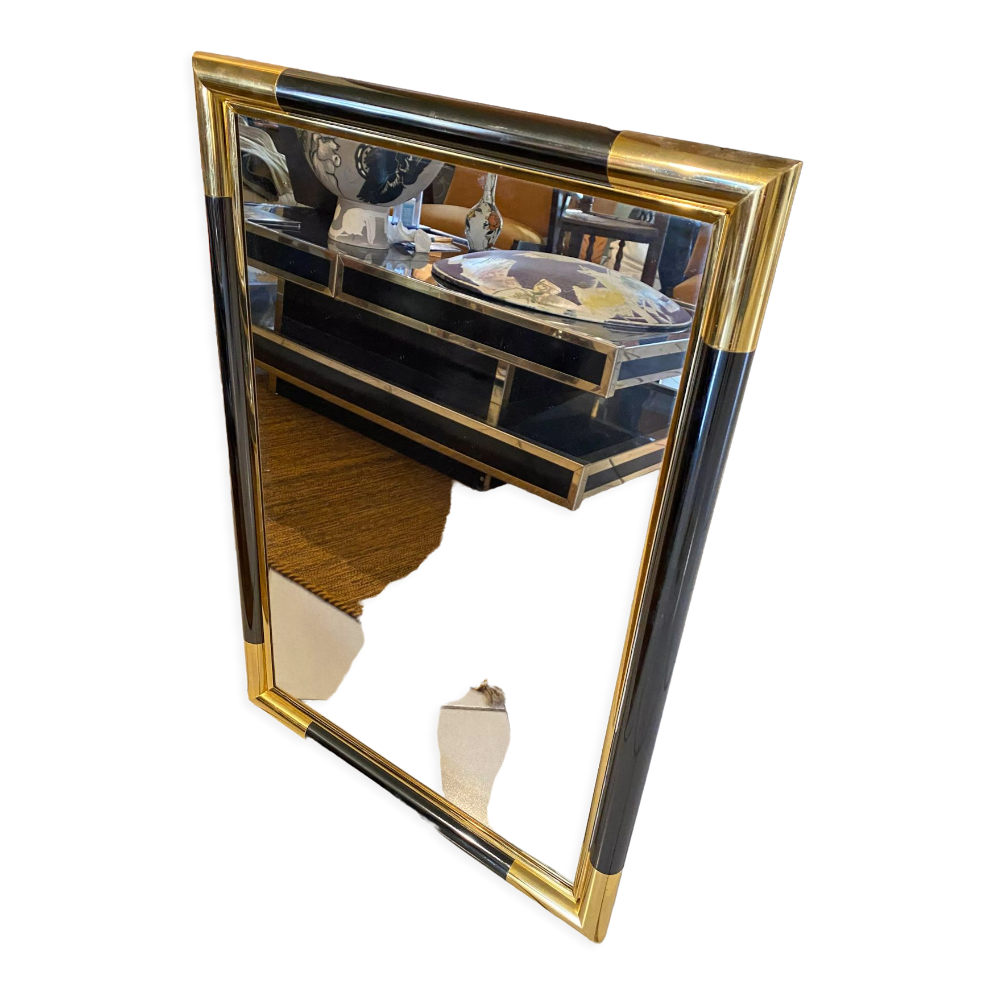 Steel and brass mirror, 47x67 cm