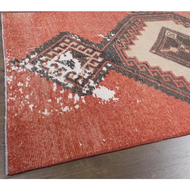 Vintage Turkish Hand-Knotted Red Runner Rug 83x380