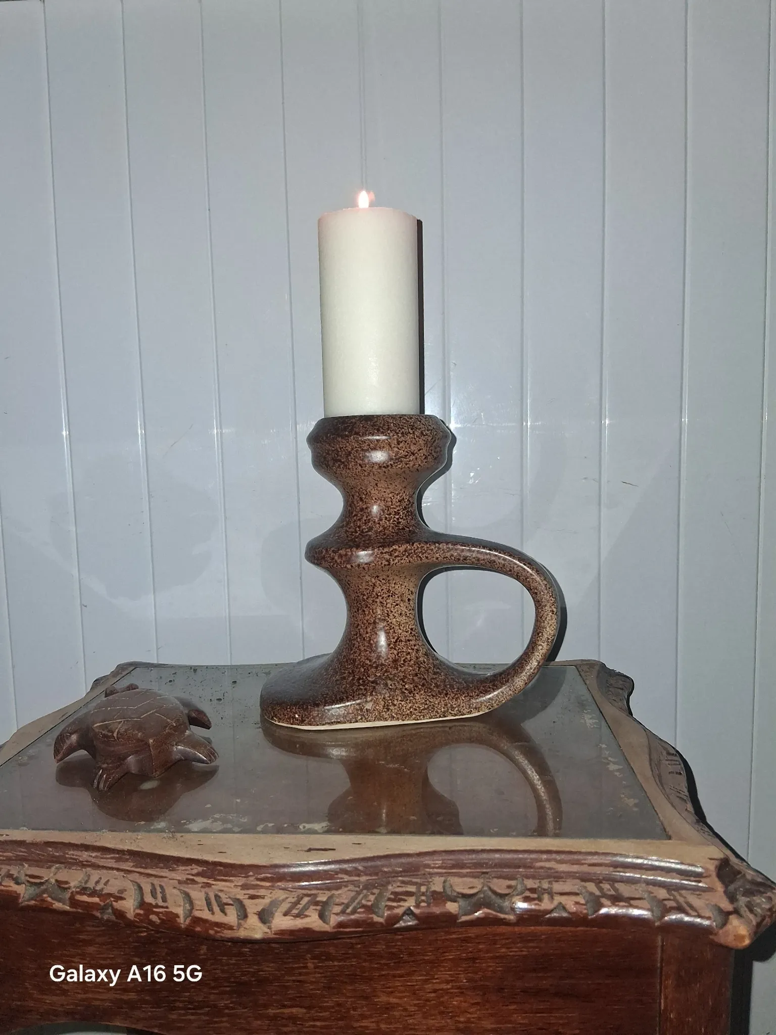Vintage Modernist Candle Holder Signed Bastien Quimper.