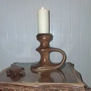 Vintage Modernist Candle Holder Signed Bastien Quimper.