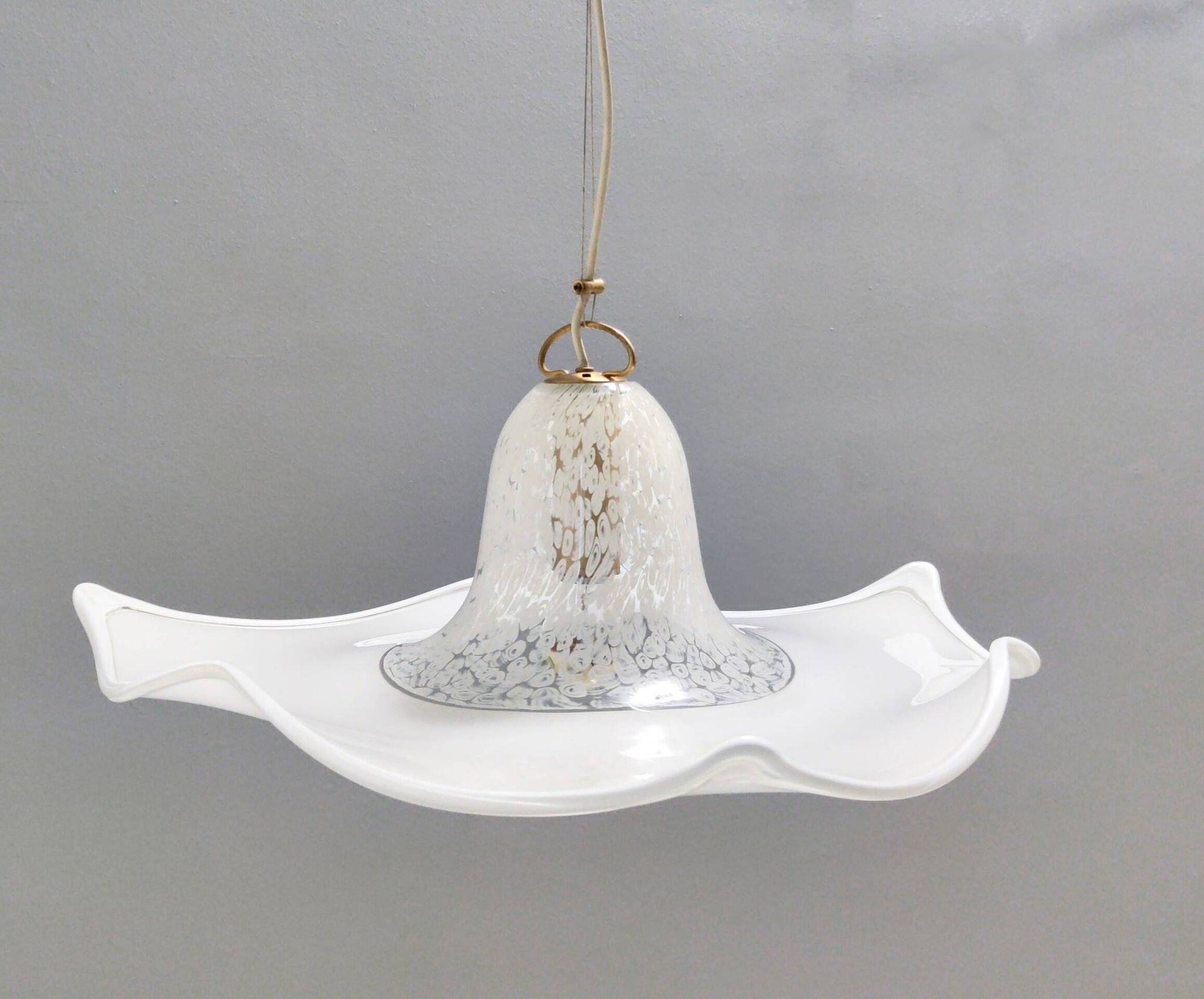 White Murano Glass Pendant Marked La Murrina, Italy, 1980s