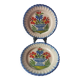 Pair of antique plates in popular earthenware with a floral basket decoration on the edge.