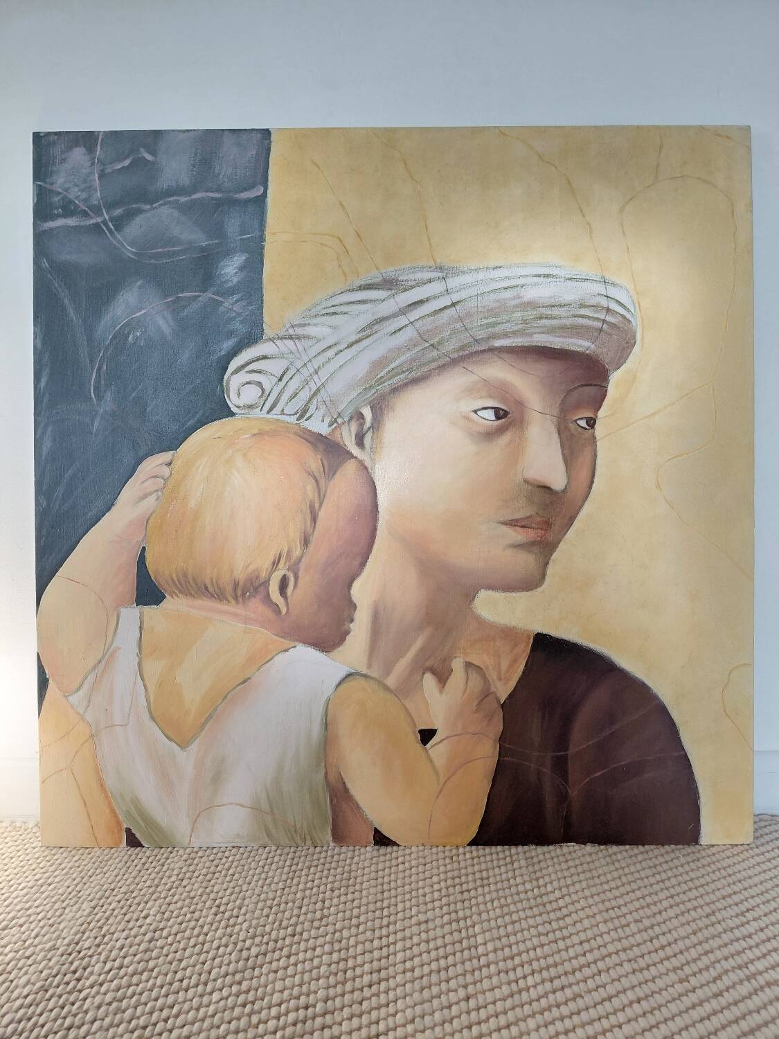 Grand Tableau Tempera (90x90) - Detail of Masaccio - signed F. Leblon