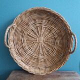 Round wicker tray basket
