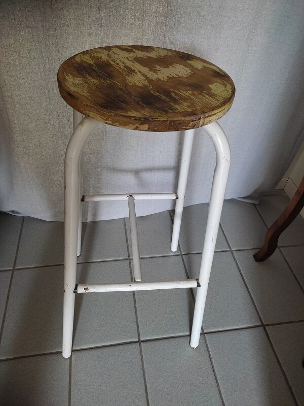 Bar top stool metal patinated seat wood dp 0922143