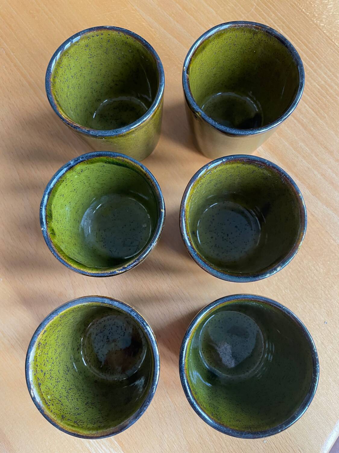 Mugs cups enameled stoneware 60s vintage
