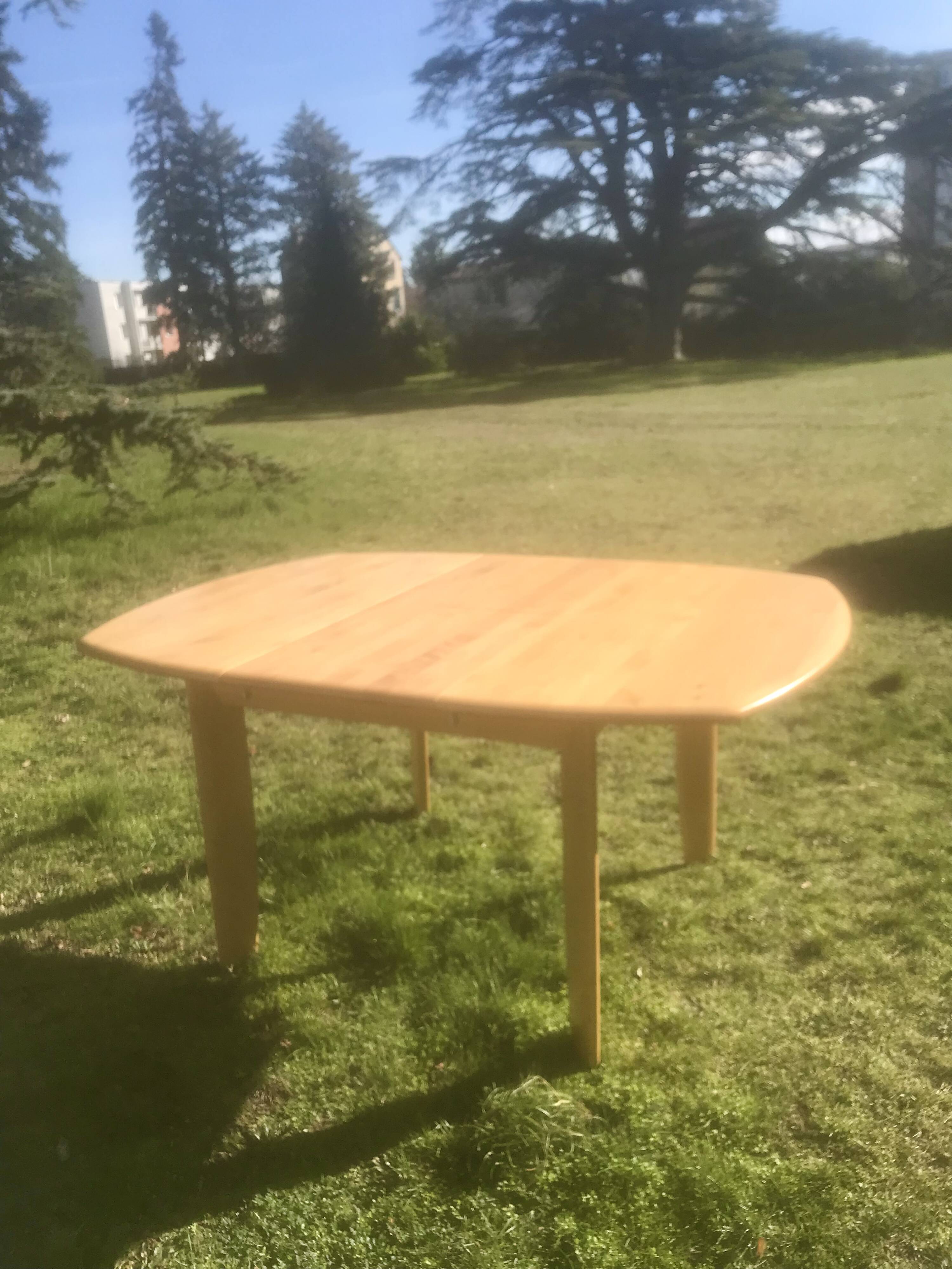 Vintage beech extendable dining table 1980