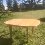 Vintage beech extendable dining table 1980