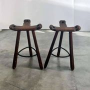 Set of 2 vintage spanish brutalist stools / bar stools