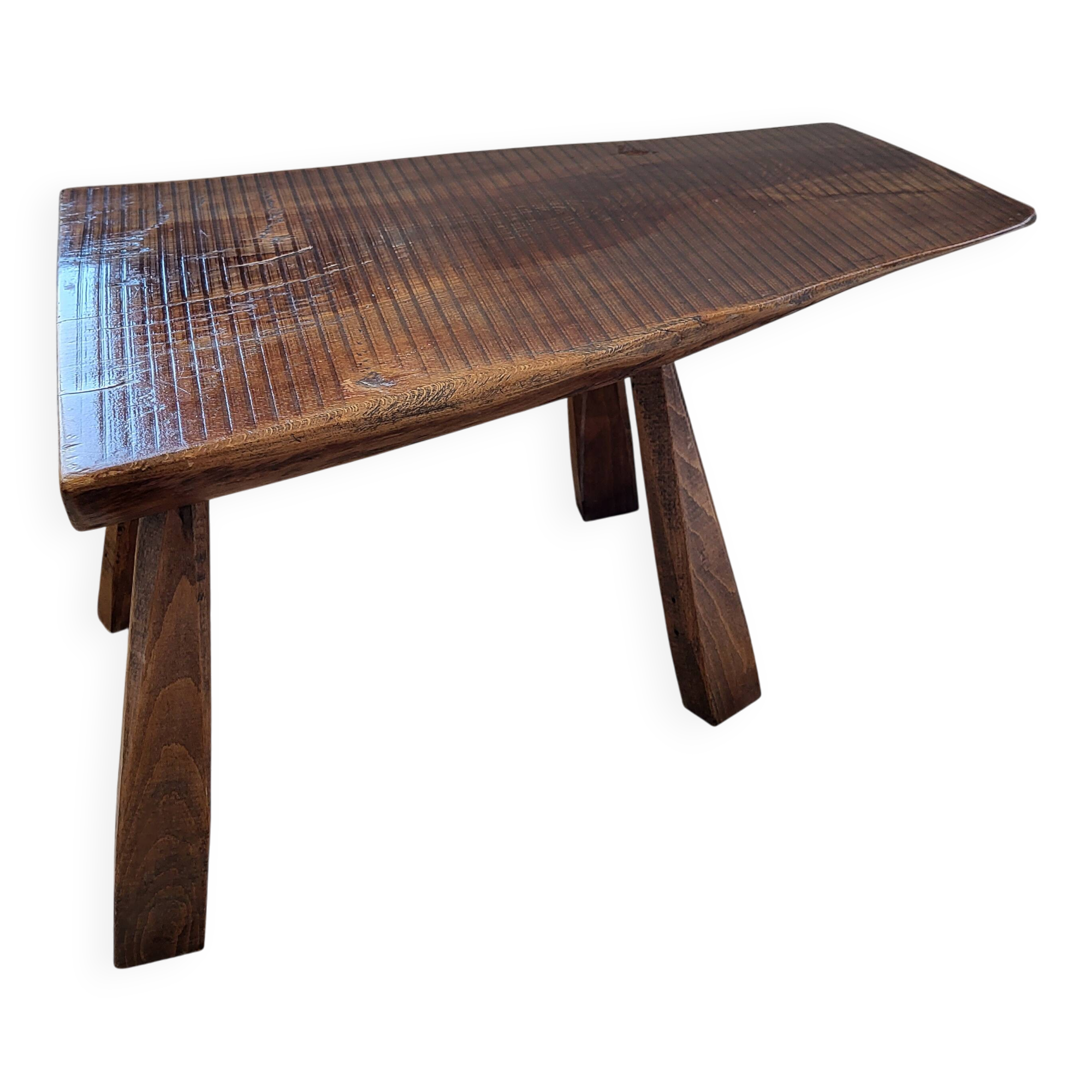 Banc ou table d'appoint en bois massif de tronc d'arbre, style brutaliste, 1960