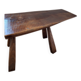Banc ou table d'appoint en bois massif de tronc d'arbre, style brutaliste, 1960