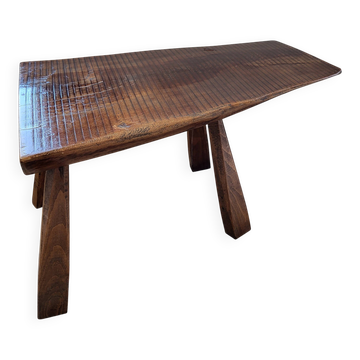 Banc ou table d'appoint en bois massif de tronc d'arbre, style brutaliste, 1960