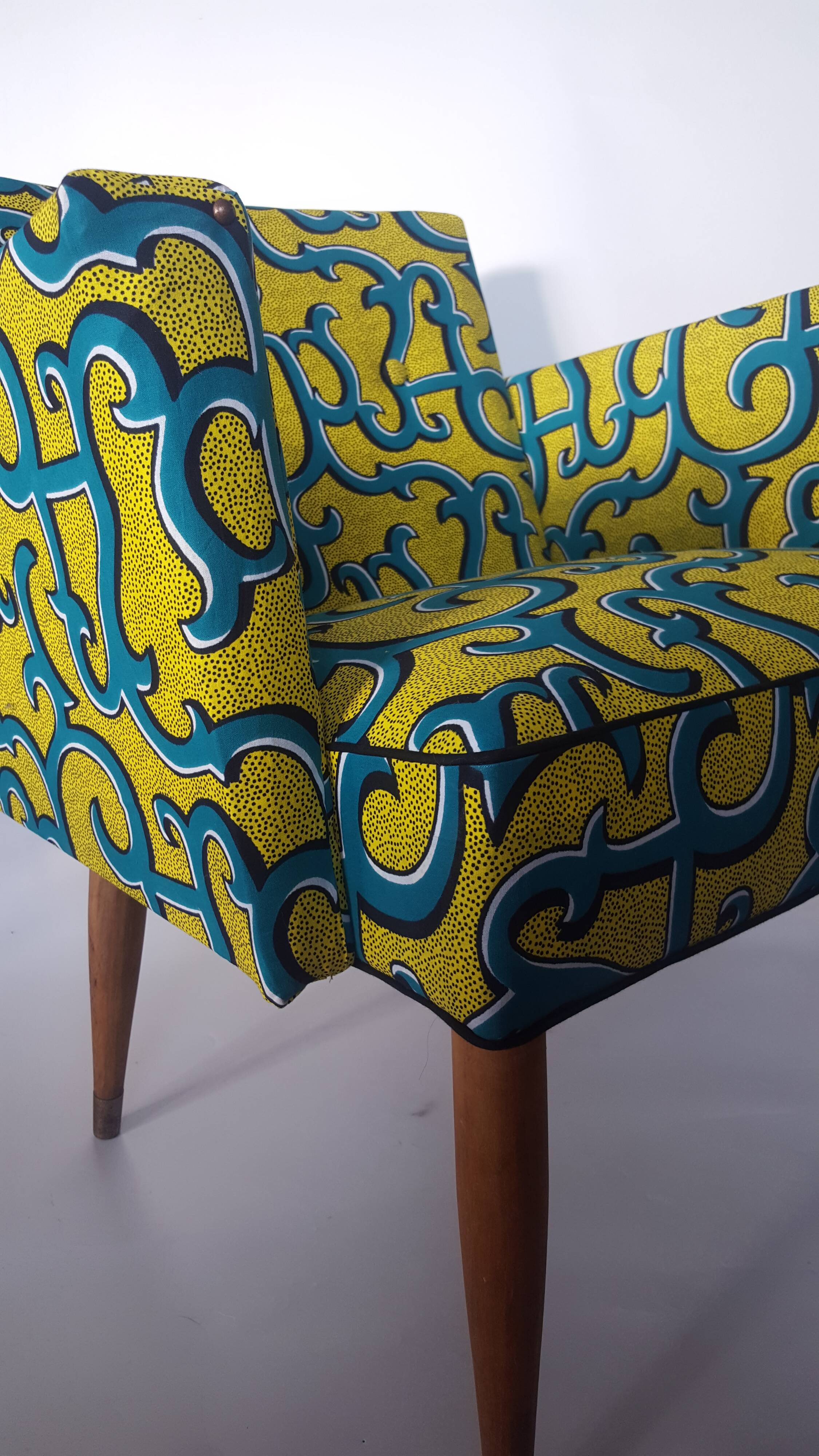 Rare cubic cocktail armchair of the years 50/redone