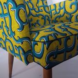 Rare cubic cocktail armchair of the years 50/redone