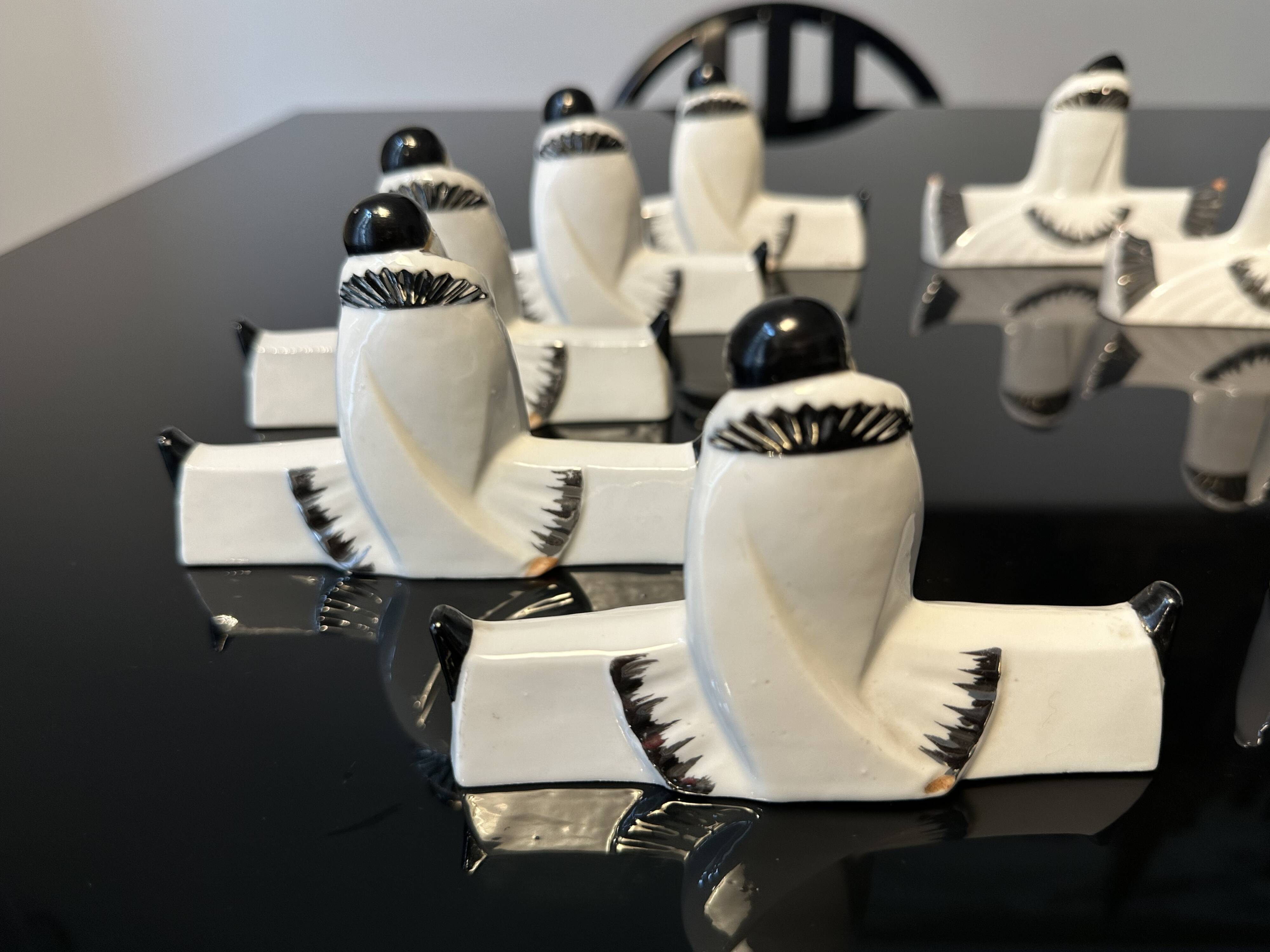 Knife holders (set of 10), Pierrot & Colombine