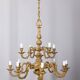 Classic 12 light golden bronze chandelier from the mid-20th century