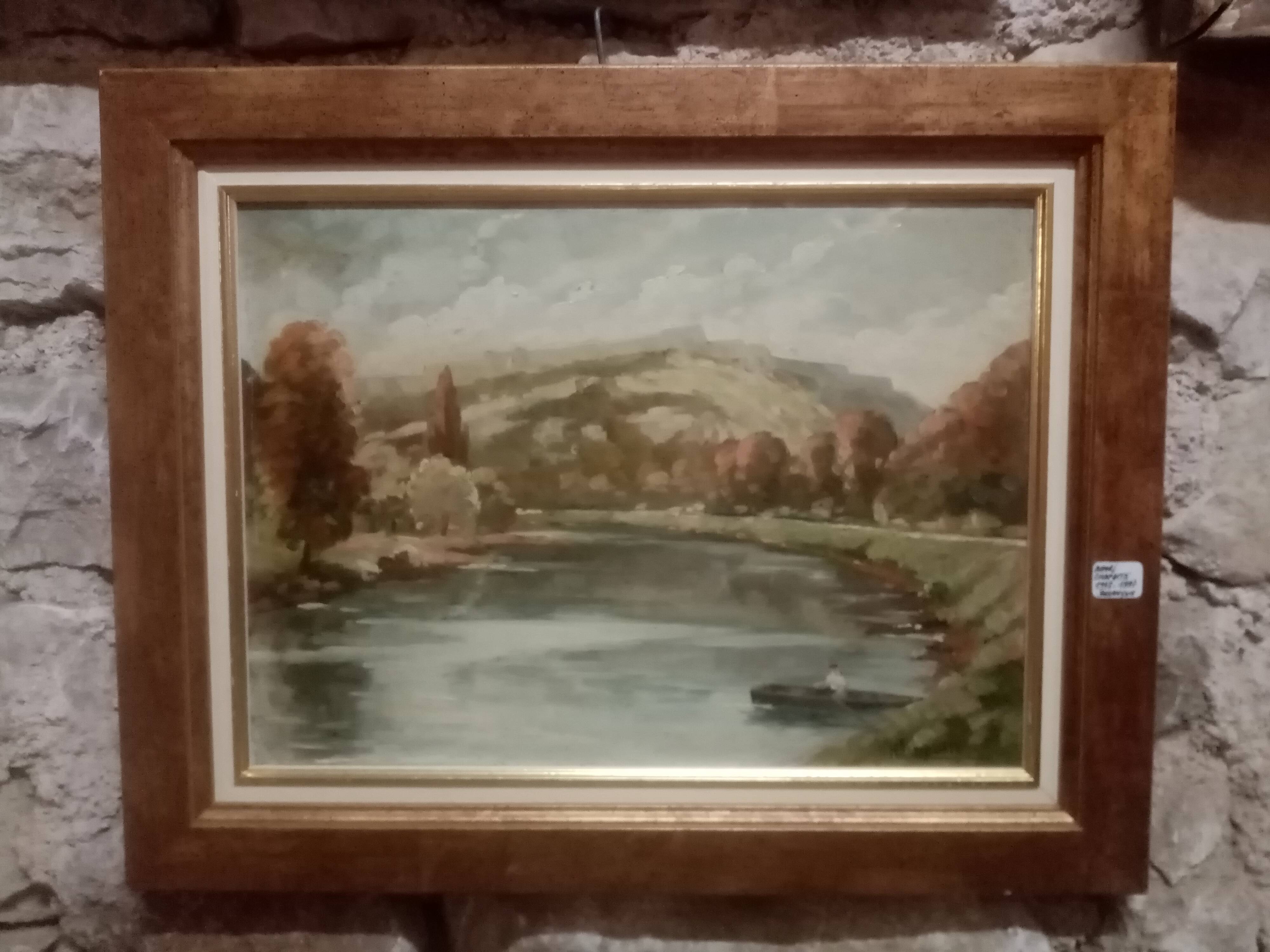 Old oil painting on cardboard citadel of besancon signed henri chapatte