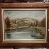 Old oil painting on cardboard citadel of besancon signed henri chapatte
