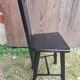 Old Alsatian mountain chair black wood back openwork shape vintage #a662