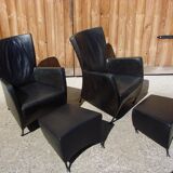 Pair of armchairs with footstool montis, 1980s