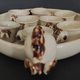Egg cups with servant, series of eight stoneware signed arts ceram grand feu XX