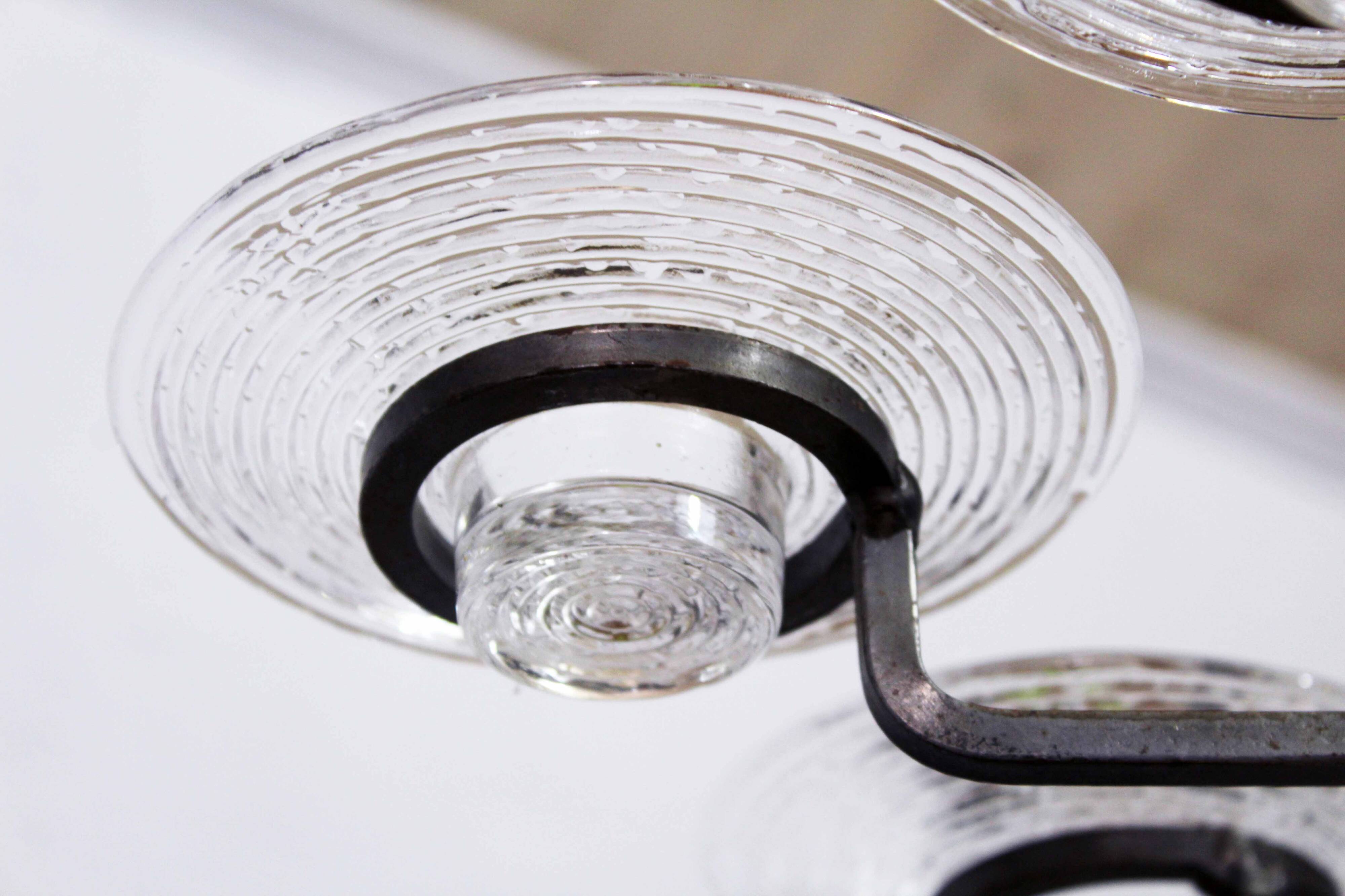 Art deco iron and glass candlestick by erik höglund