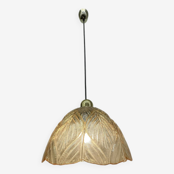 Lampe suspendue à feuilles de verre Peil & Putzer, années 1970