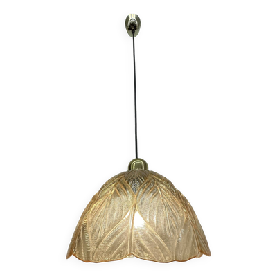 Lampe suspendue à feuilles de verre Peil & Putzer, années 1970