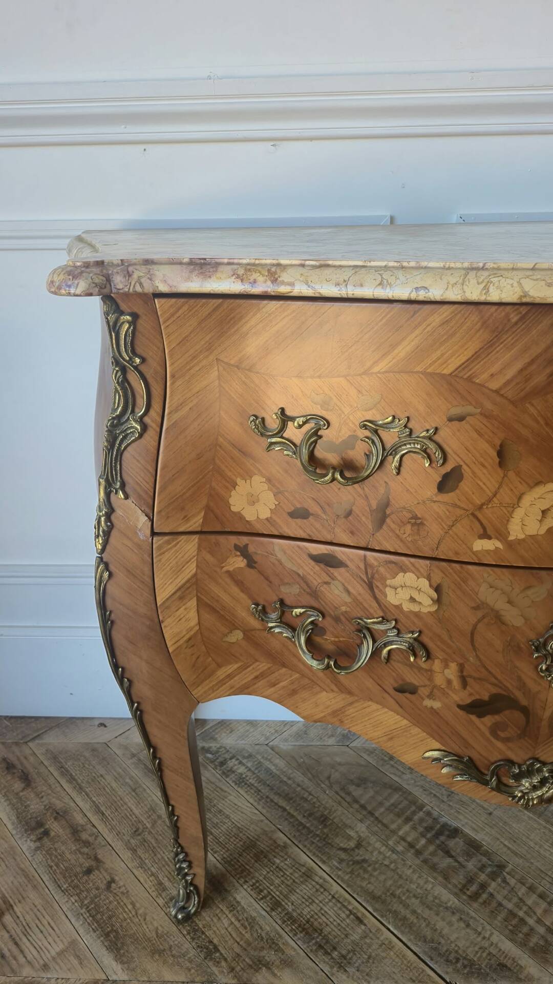 Two-drawer sautéuse in Louis XV style, stamped Skalski.