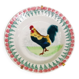 Ancien plat creux 26cm faience st amand décor au coq