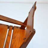 Armchairs convertible into Brutalist Bench in solid wood 1940 vintage