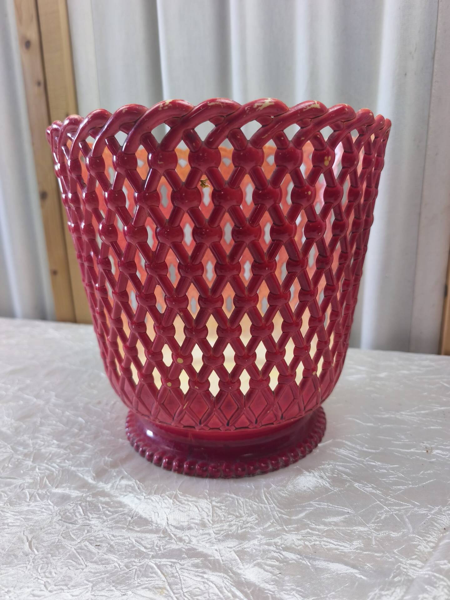 Pair of vintage plant pots SYLA – Made in France – Red and burgundy