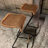 Pair of vintage Louis Sognot bar stools 1950