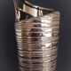 Cubist vase in gilded and ridged ceramic