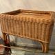 Vintage rattan and wicker ottoman 70s