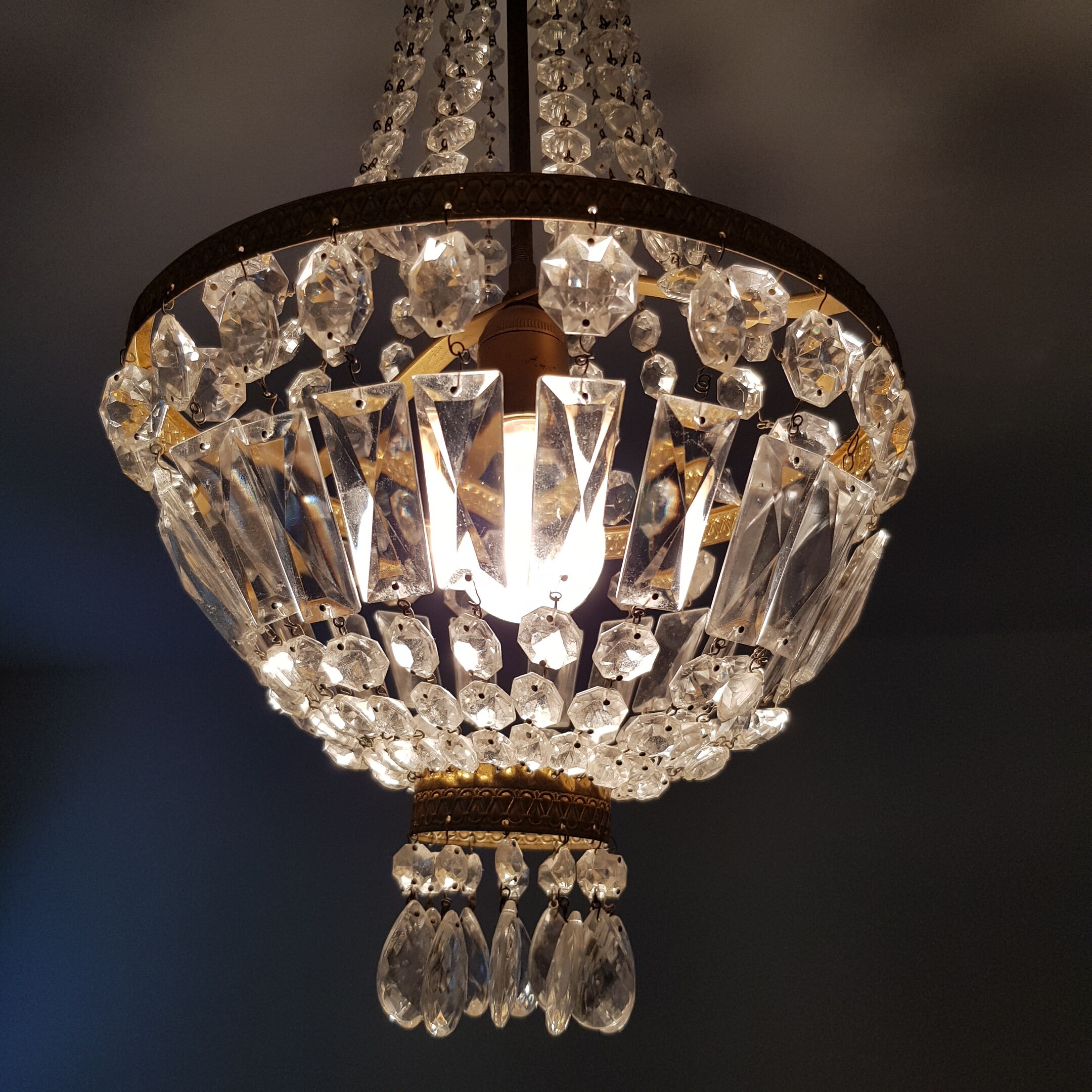 Basket chandelier with stamps