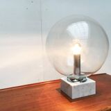 Mid-century glass and marble table lamp 3480 by Erco, 1960s.
