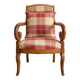 Classic armchair in wood and burgundy fabric