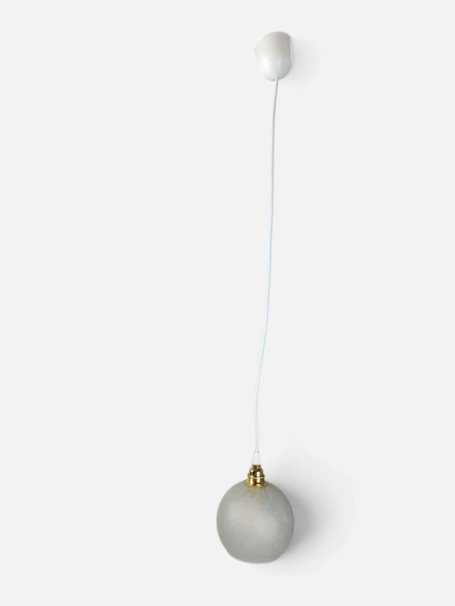 Small speckled frosted glass ball pendant – 1970s
