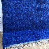 Moroccan Berber carpet Beni Ouarain uni blue 3.3x2.26m